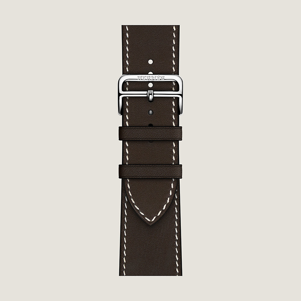 Hermès シンプルトゥール ディプロイアントバックル 44mm エベンヌ Band Apple Watch Hermès Single Tour 46 mm Clou de Selle