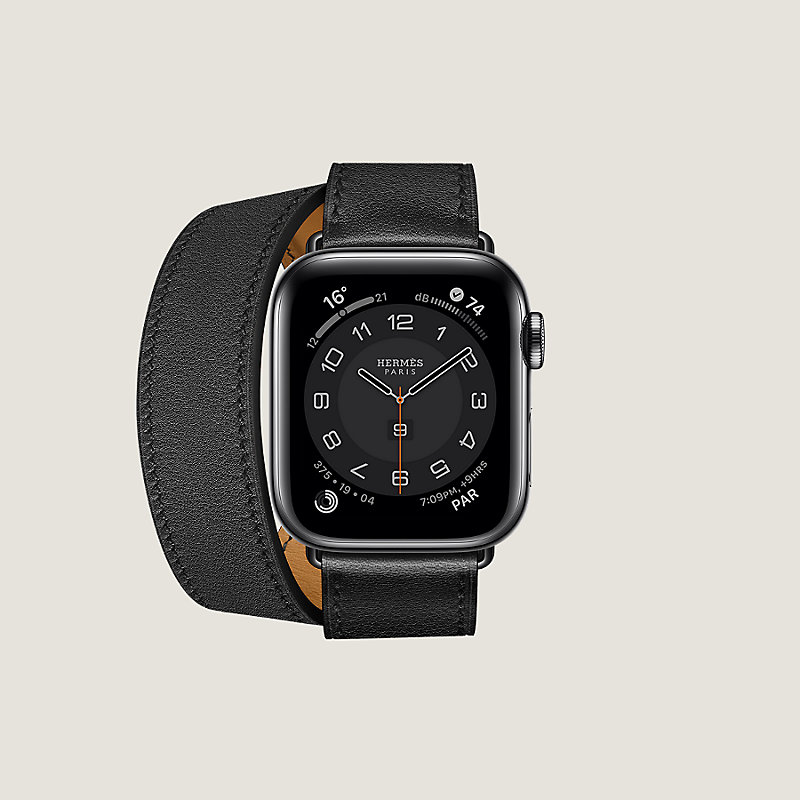 Apple Watch HERMES アトラージュ ドゥブルトゥール 黒 - レザーベルト Apple Watch HERMES アトラージュ ドゥブルトゥール 黒 - レザーベルト
