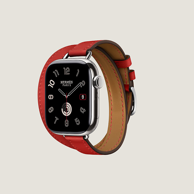 #565 apple watch エルメス ドゥブルトゥール 紺白橙3色 レザー 565 apple watch エルメス ドゥブルトゥール 紺白橙3色 レザー