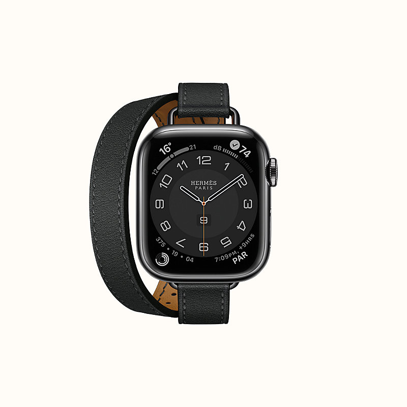 Apple Watch エルメス 黒 ドゥブルトゥールレザーストラップ