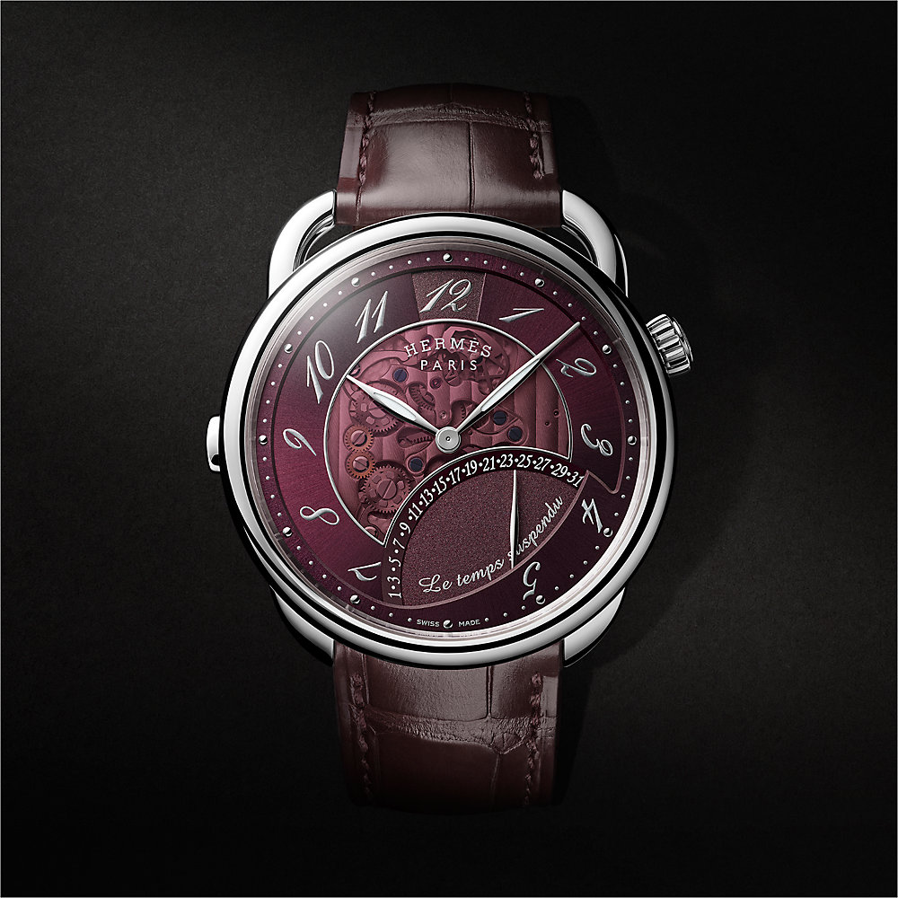 Arceau Le Temps Suspendu watch, 42 mm - Grey | Hermès Canada