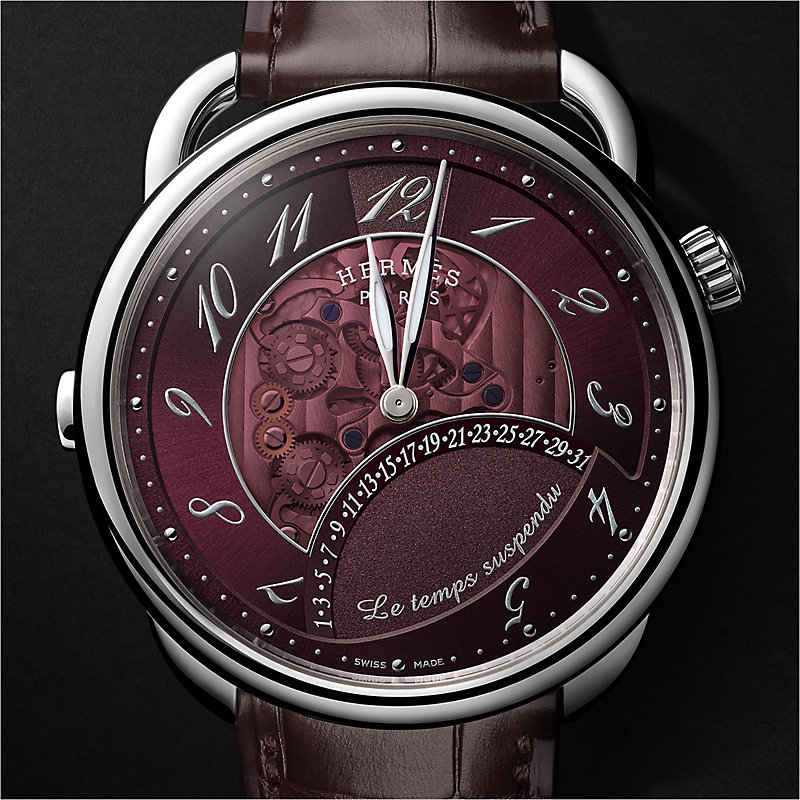 Arceau Le Temps Suspendu watch, 42 mm - Grey | Hermès Canada
