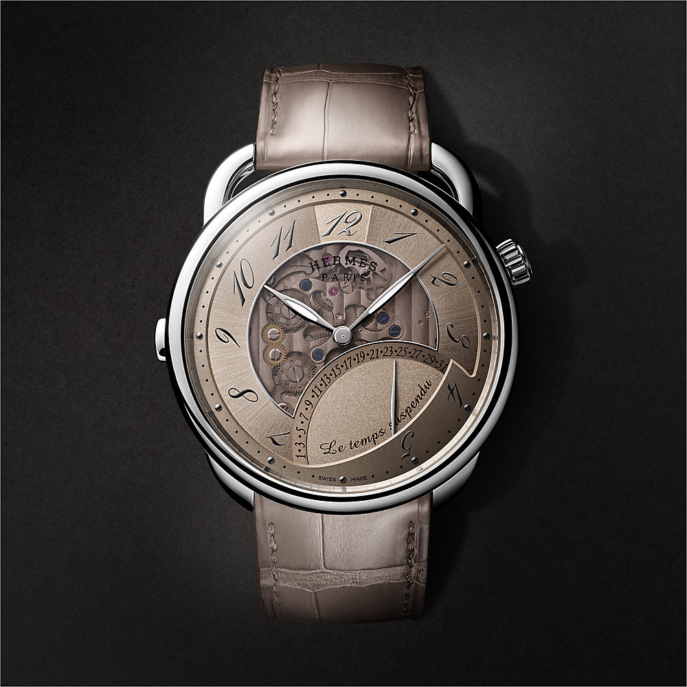 Arceau Le Temps Suspendu watch, 42 mm - Red | Hermès USA