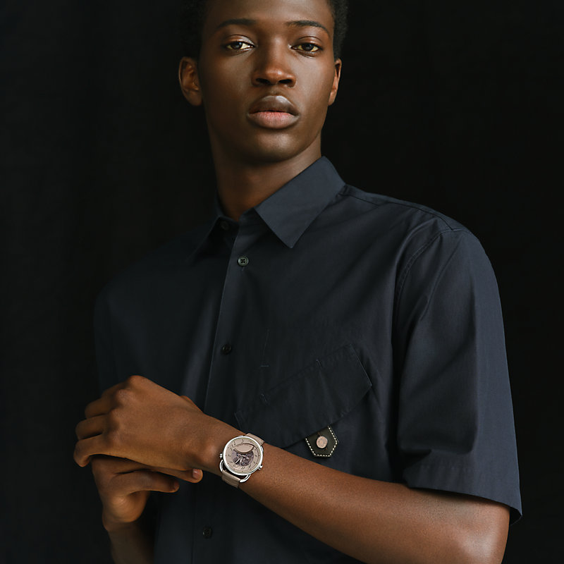 Arceau Le Temps Suspendu watch, 42 mm - Red | Hermès USA