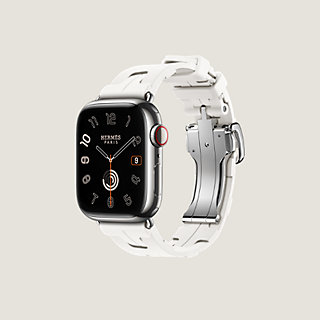 HERMES アップルウォッチバンド シングルツアーKILIM 42 BLANC Armband Apple Watch Hermès Single Tour 42 mm mit Faltschließe