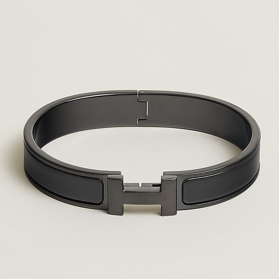 Hermes bracelet black and silver discount