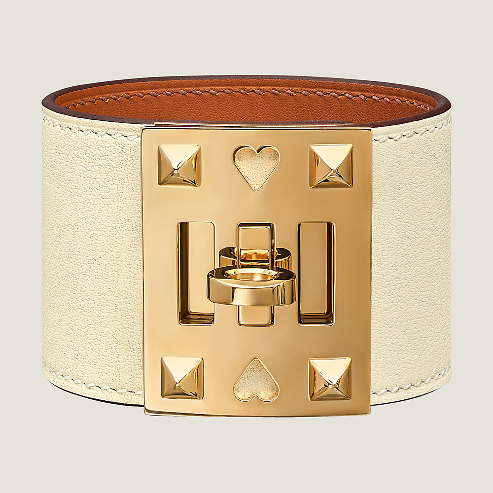 Bracelet Hermès Viviride Avec Fermoir Coeur Doré - Longueur 17 Cm, Occasion Très Bon état