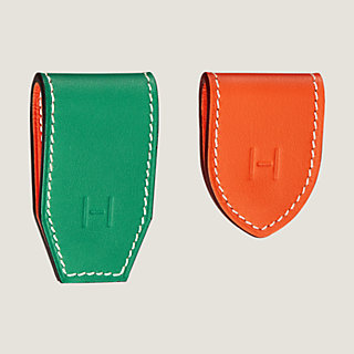 Hermes AT'H Set of 2 Magnets /Money Clips Orange Swift Leather
