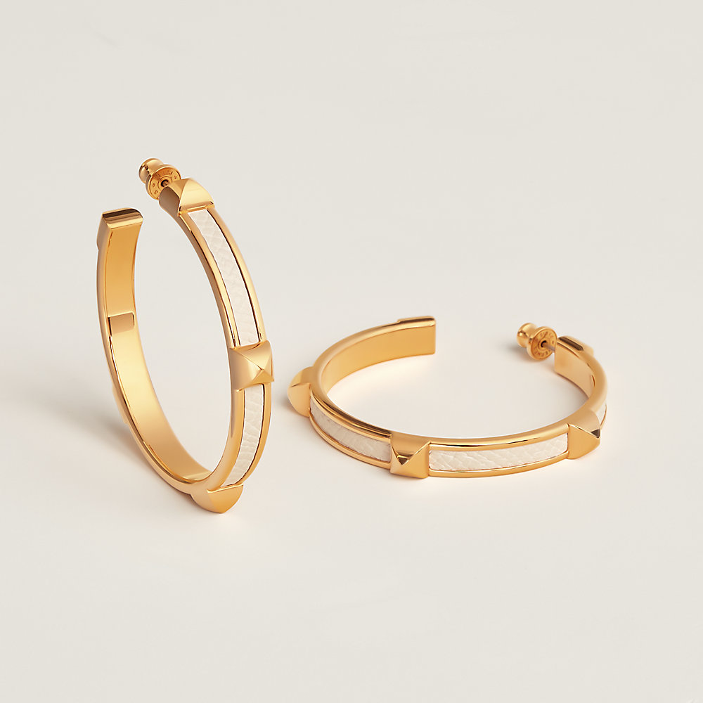 Athena earrings, large model - White | Hermès USA