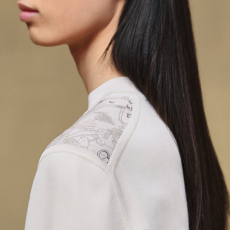 "Aux Champs en Fleurs Raye" long-sleeve twillaine sweater