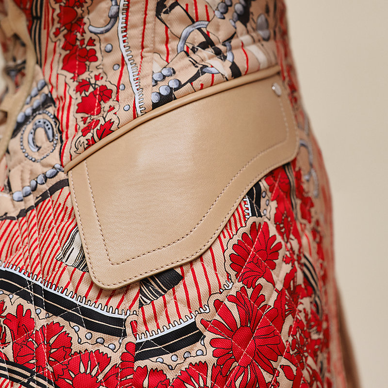 "Aux Champs en Fleurs Raye" mixed leather mat equestrian jacket