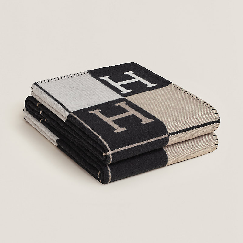 black and white hermes blanket