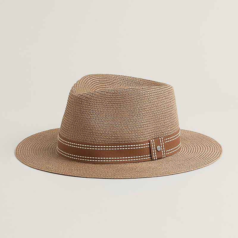 Hermes Tan Straw Hat with Brown Band Lifeguard Hat with Hermès Scarf Band (LIF169) – Manastash  main image 3