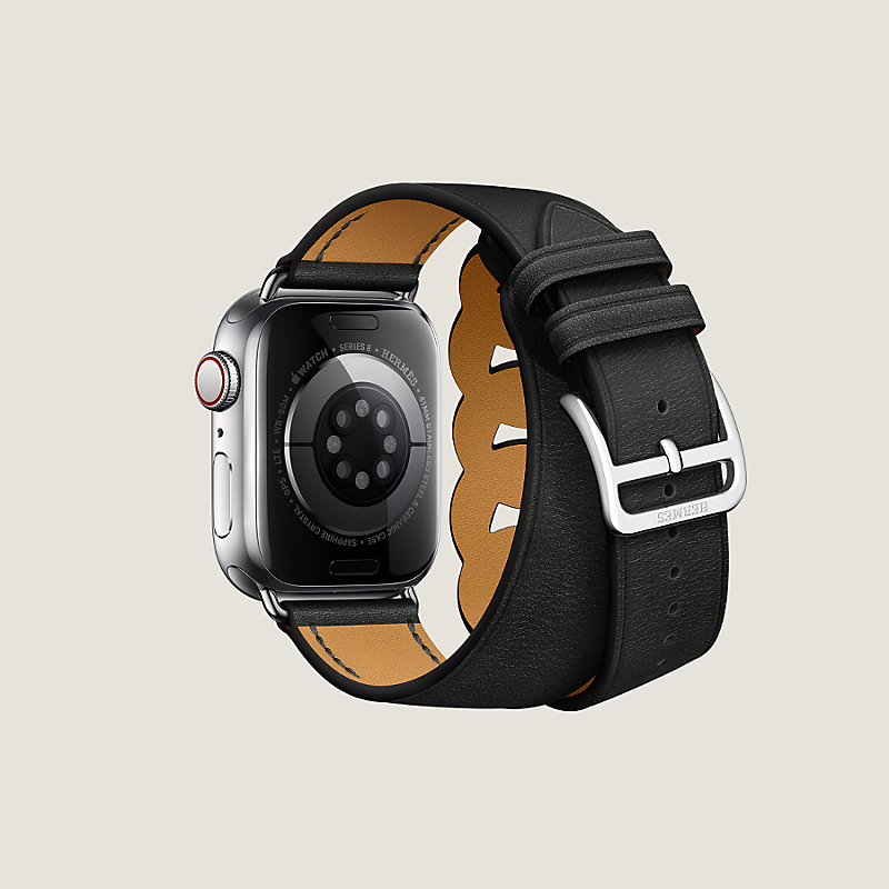 Apple Watch Hermes Series 8 Fauve Barenia 41MM leather Gourmette  Double-Tour