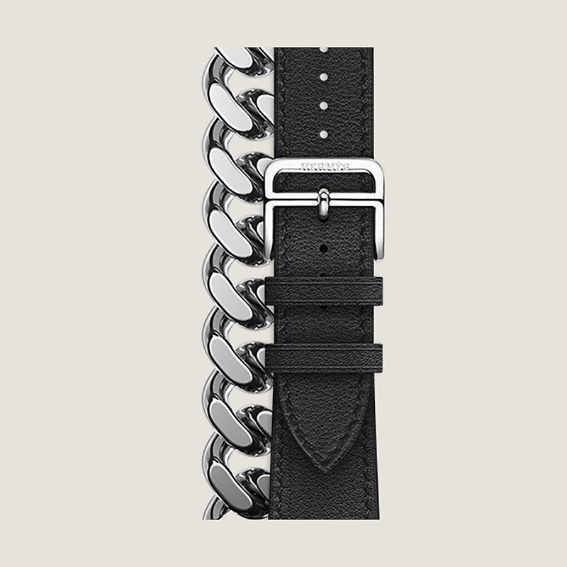 Leather Apple Watch Strap - Natural, Cream / Polished Silver / 42/44/45mm