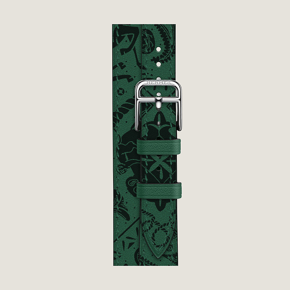 2636 Apple Watch エルメス　バンブー　グリーン　レザーバンド Band Apple Watch Hermès Double Tour 42 mm Attelage Animaux Bandana
