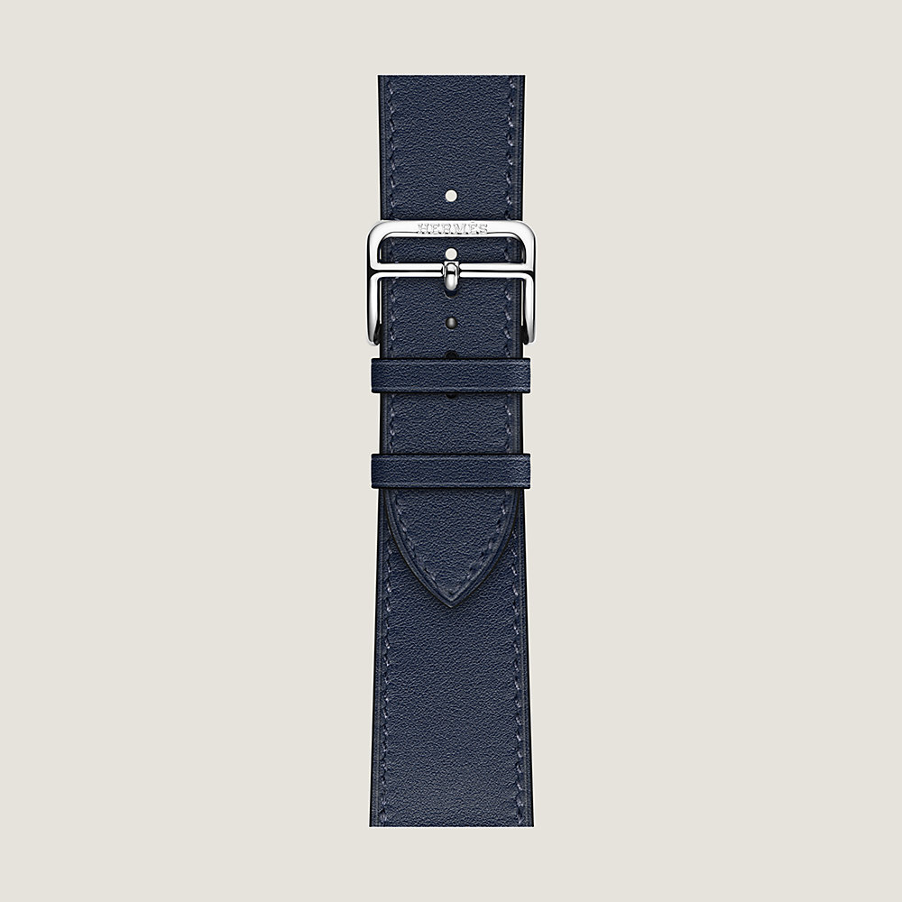 Classic Series Women's Gray Leather Apple Watch Band Silver Details | Longvadon 38/40/41 / M / Silver