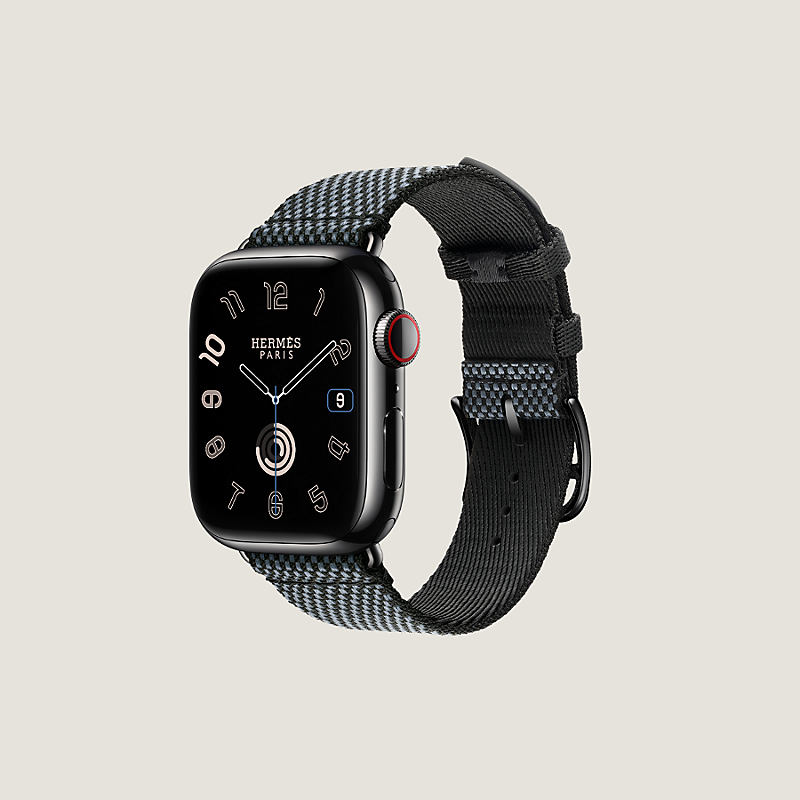 Space Black Series 9 case & Band Apple Watch Hermès Single Tour 41 mm Toile  H