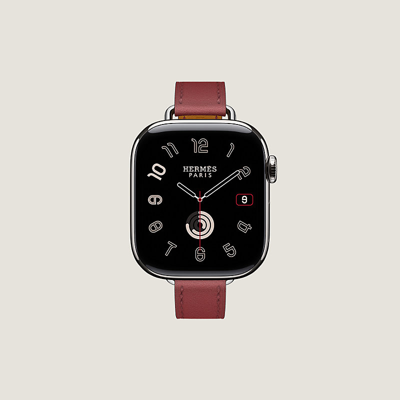 44mm Apple Watch Hermes Jumping Single Tour Nylon Band in Rouge de retailer Cœur/Rouge H