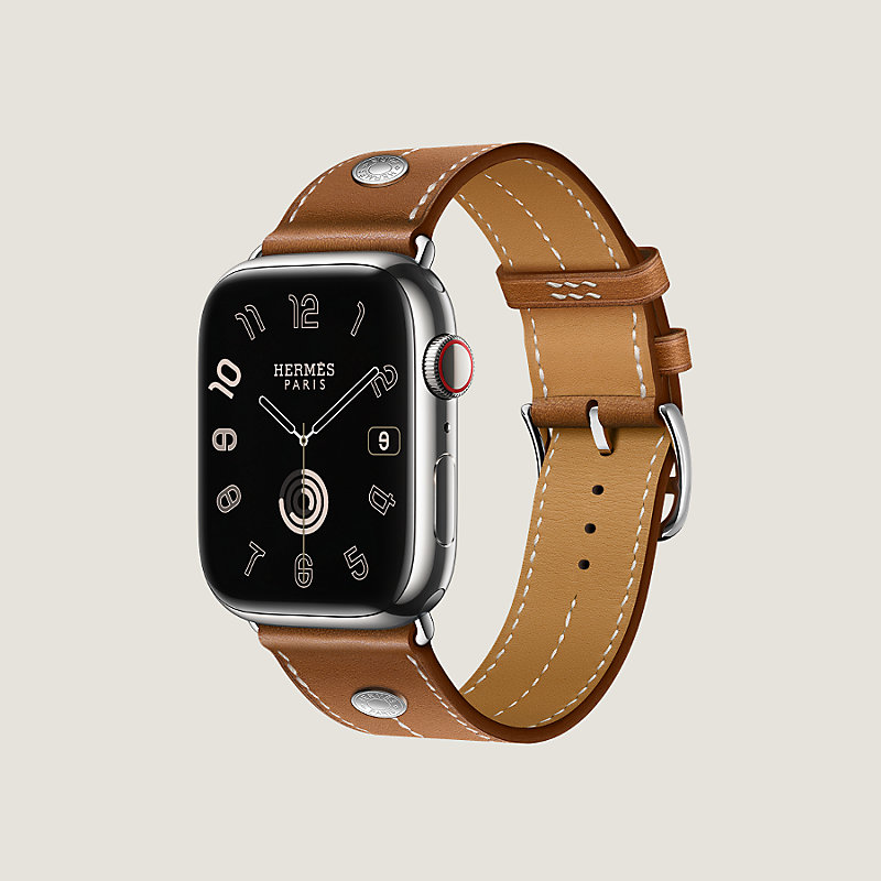 Apple Watch Hermès Stainless Steel Case with Fauve Barenia Leather Single  Tour