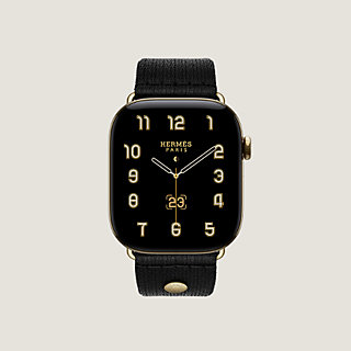 284 Apple Watch エルメス　ブラック　レザー　HERMES Band Apple Watch Hermès Single Tour 46 mm Sangle Satin | Hermès USA