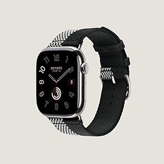 Band Apple Watch Hermès Single Tour 46 mm Toile H Double Jeu