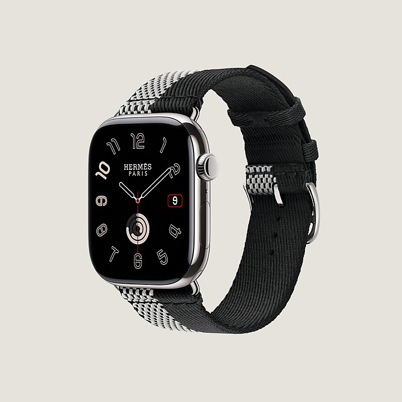Band Apple Watch Hermès Single Tour 46 mm Toile H Double Jeu