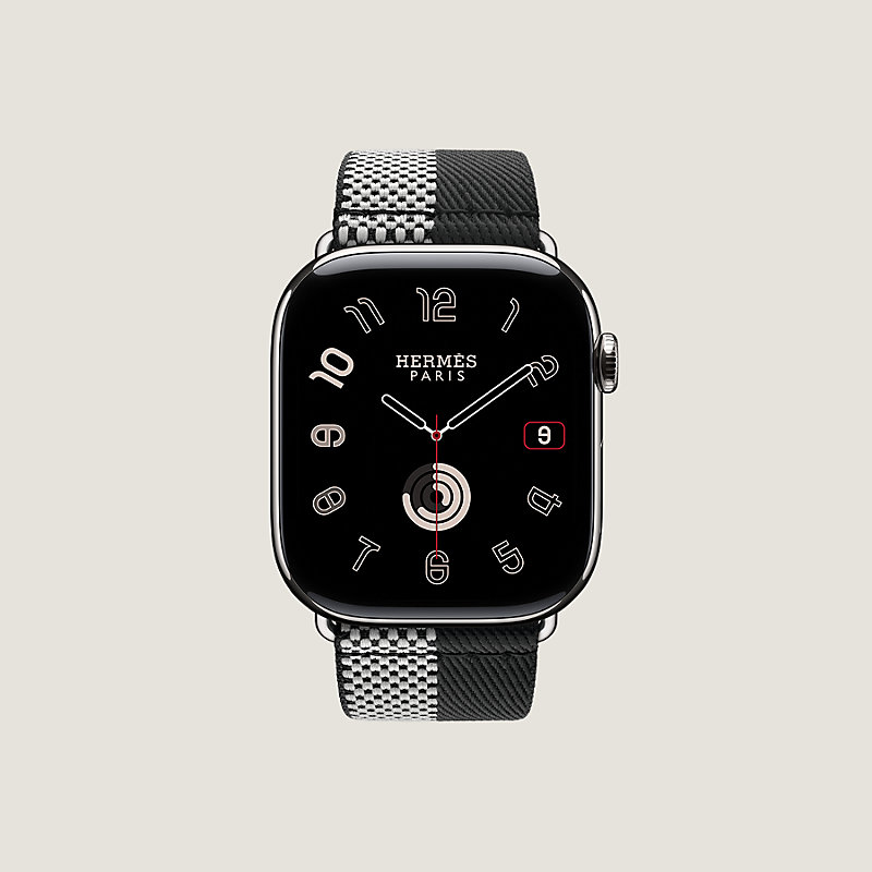 Band Apple Watch Hermès Single Tour 46 mm Toile H Double Jeu