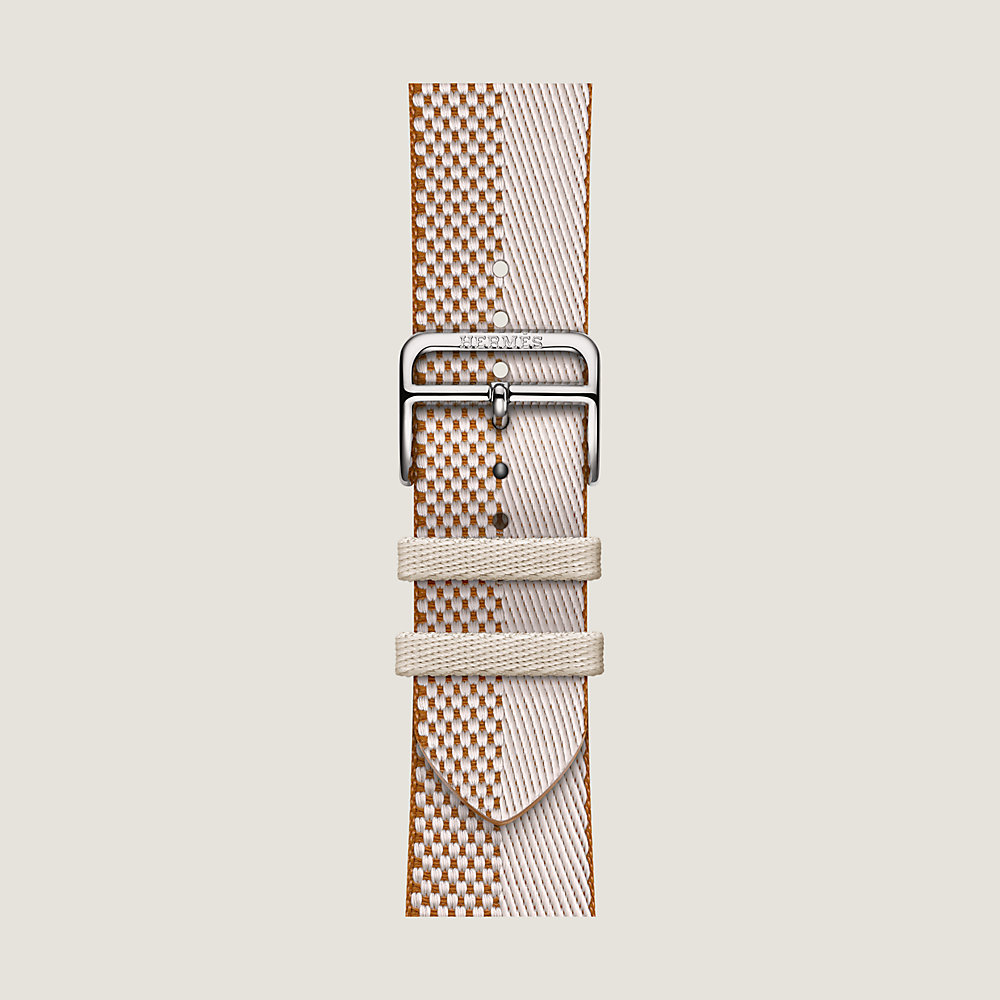 Band Apple Watch Hermès Single Tour 46 mm Toile H Double Jeu