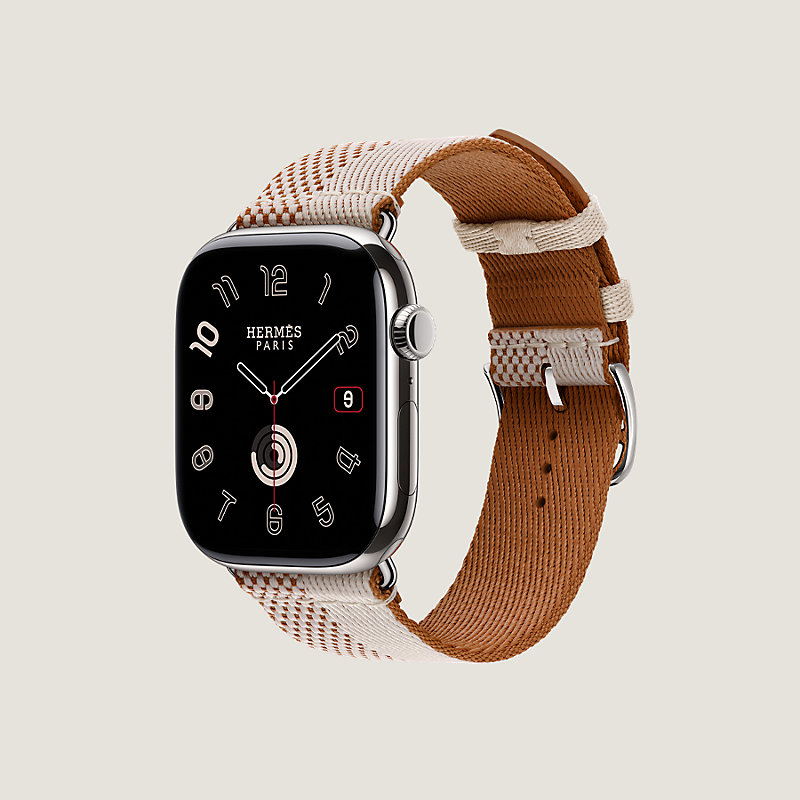 Band Apple Watch Hermès Single Tour 46 mm Toile H Double Jeu