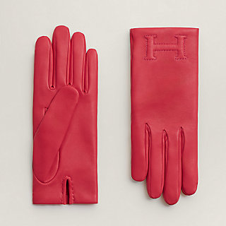 cerise leather gloves