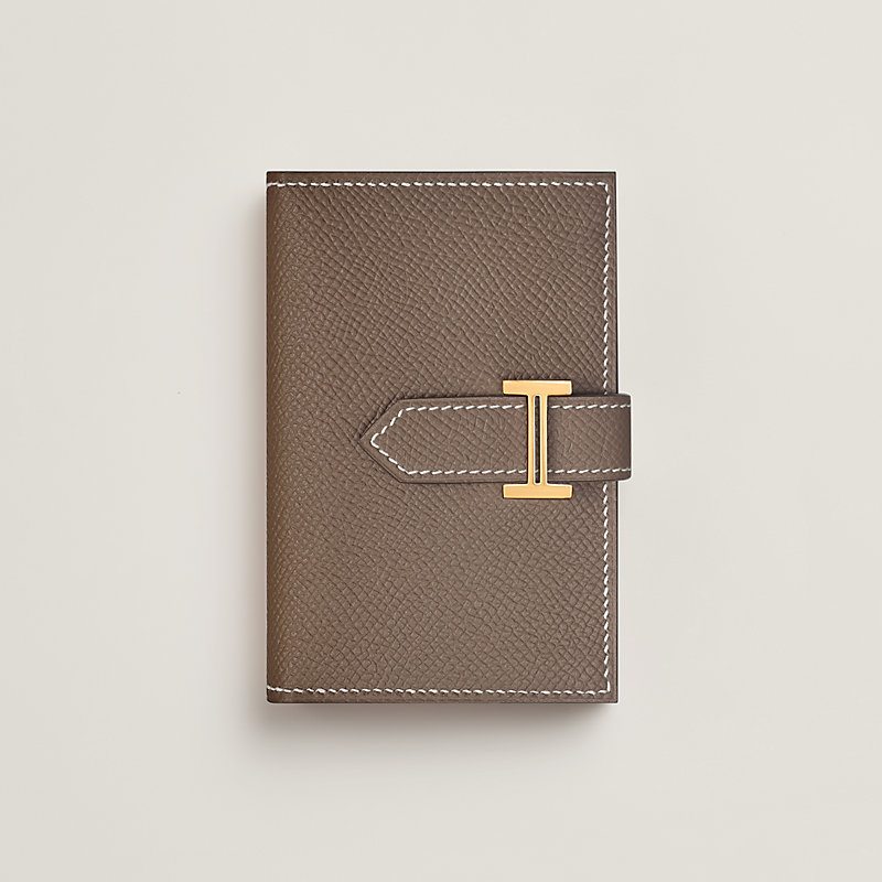 HERMES◆BEARN CARD HOLDER Etoupe & Etain◆ bearn-wallet--084830CK37-above