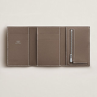 エルメス Bearn Compact wallet / Etoupe Hermes Bearn Compact Wallet Etoupe Gold Hardware Epsom