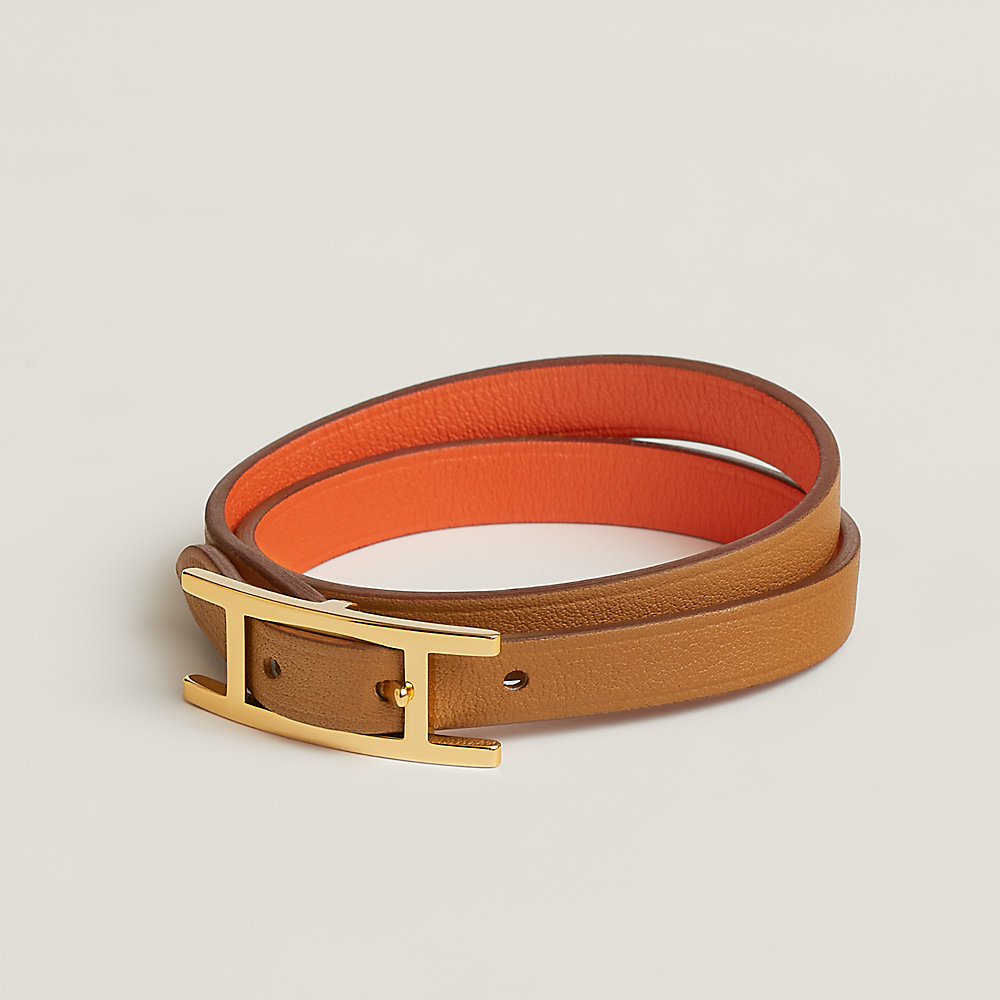 hermes bracelet leather and gold