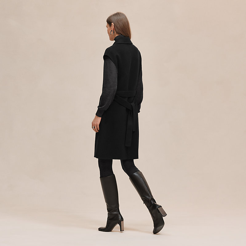 Belted cashmere long vest | Hermès USA