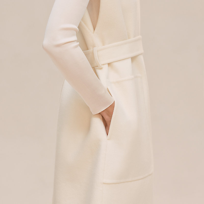 Belted cashmere long vest | Hermès Macau SAR