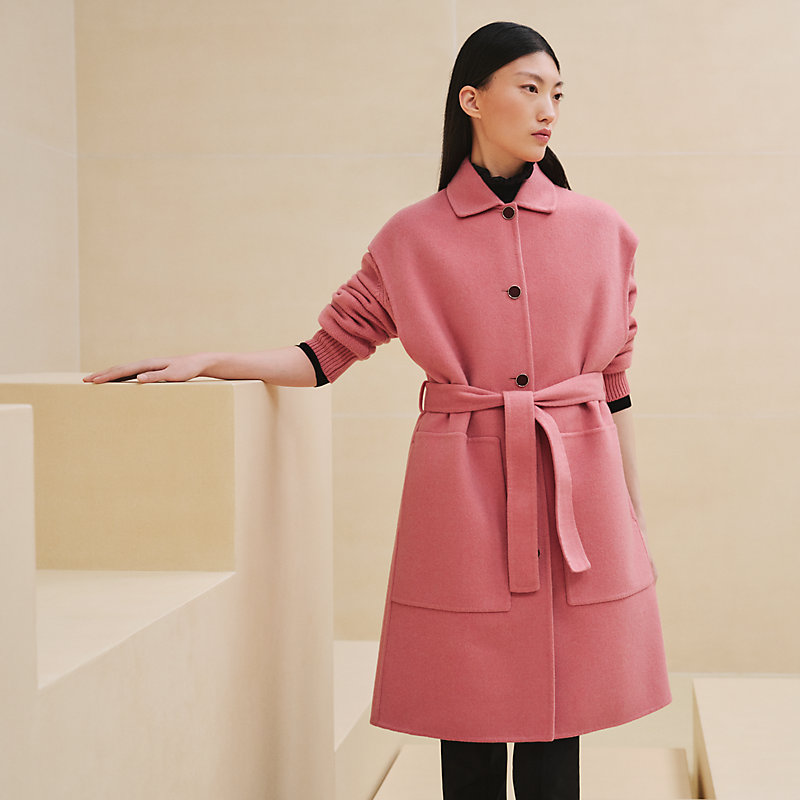 Belted cashmere long vest | Hermès Singapore