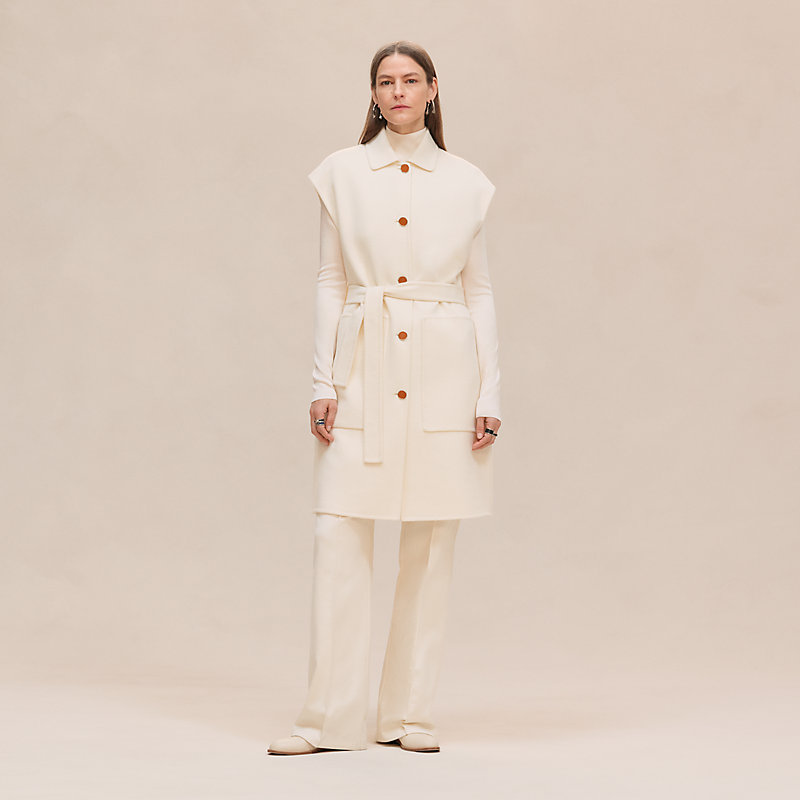 Belted cashmere long vest