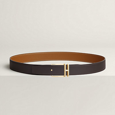 Volte-face reversible belt buckle & Reversible leather strap 32 mm