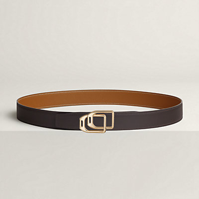 Jockey au Carre belt buckle & Reversible leather strap 32 mm