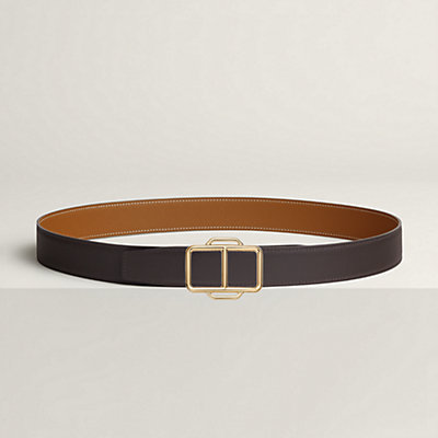 Maillon Attele belt buckle & Reversible leather strap 32 mm