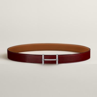 H Cursives belt buckle & Reversible leather strap 24 mm