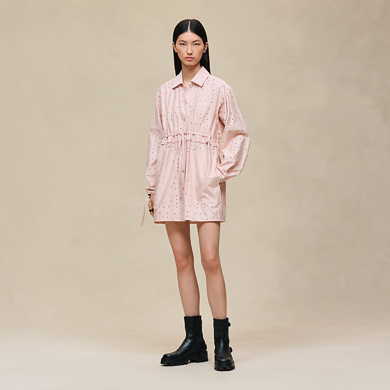 Besticktes Kleid mit Tunnelzug