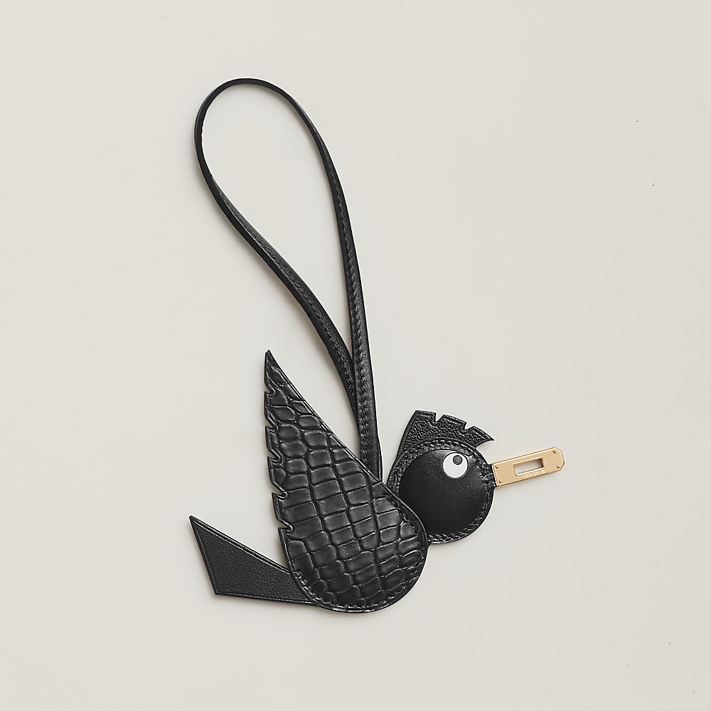 HERMES エルメス バーディ birdy チャーム Hermes Birdy Charm Bleu Marine Matte Alligator and Etoupe