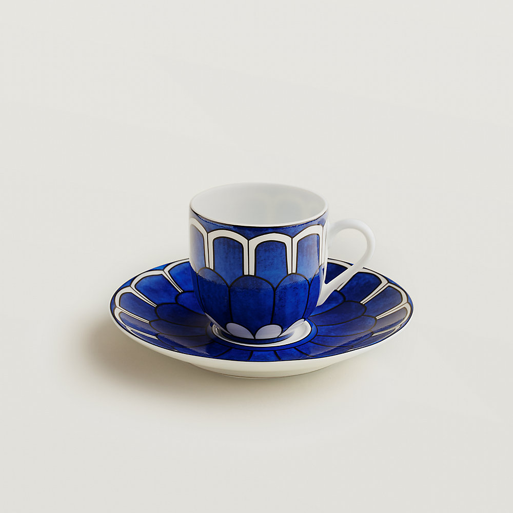Hermes Bleus d'Ailleurs Tea Cup and Saucer 2 set blue porcelain coffee 200  ml