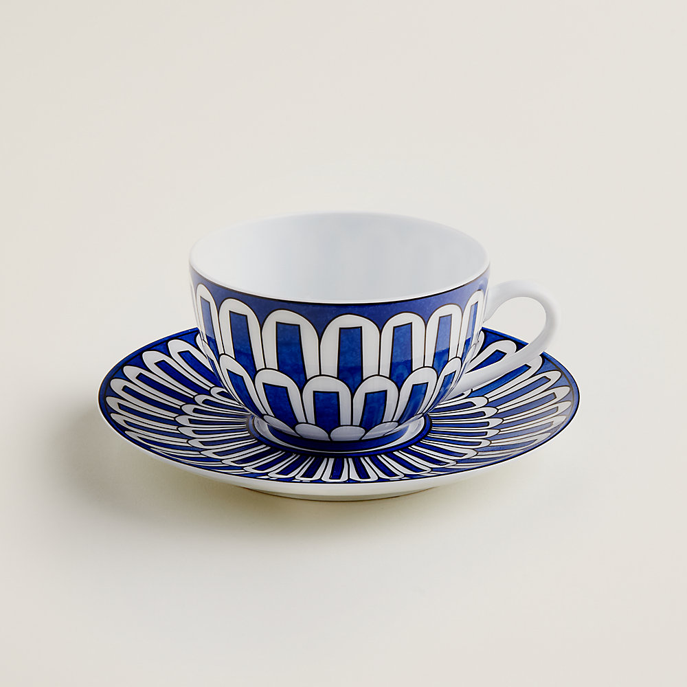 Bleus d'Ailleurs tea cup and saucer | Hermès UK Bleus d'Ailleurs tea cup and saucer | Hermès UK