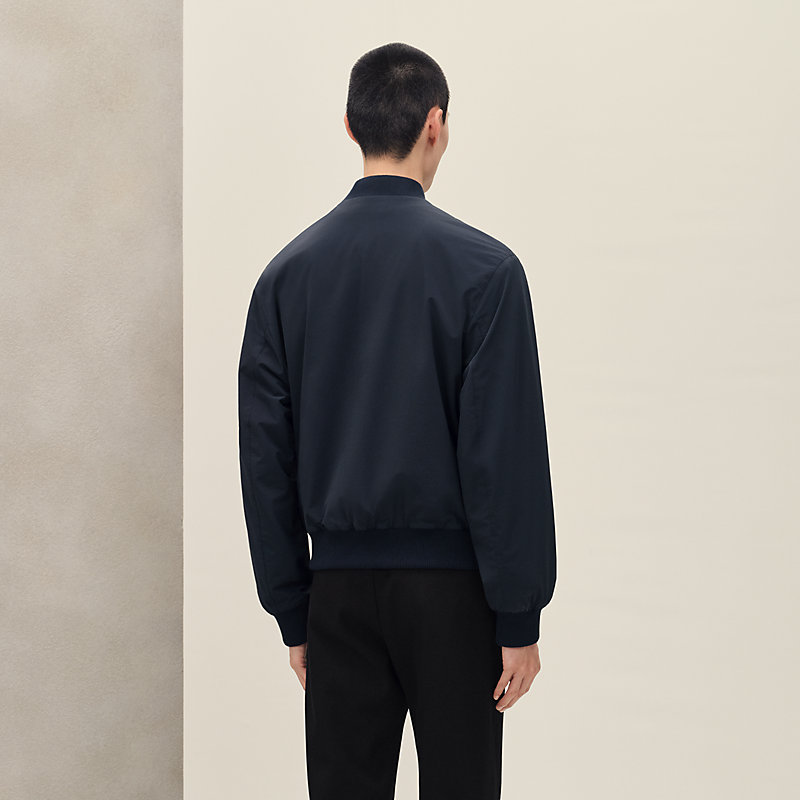 Blouson bord-côte détails cuir