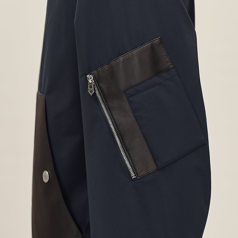 Blouson bord-côte détails cuir