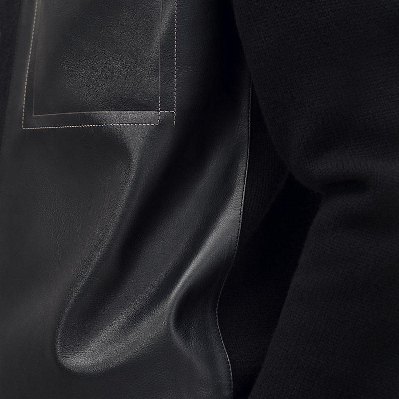 Blouson boutonné «&nbsp;devant cuir&nbsp;»