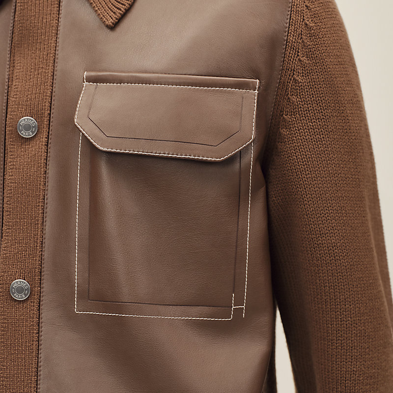 Blouson boutonné «&nbsp;devant cuir&nbsp;»